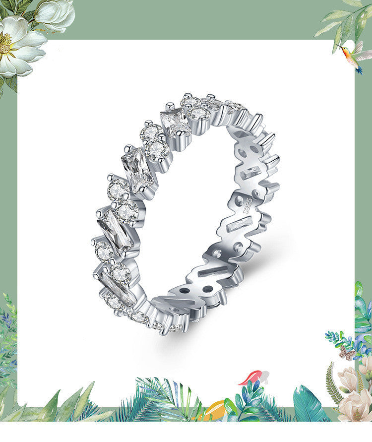 Saravéa S925 Sterling Silver Geometric Halo Ring – Luxe Inlaid Circle